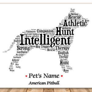 American Pitbull Dog with FREE Dog's Name + Giftwrap