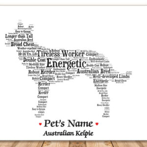 Australian Kelpie Dog with FREE Dog's Name + Giftwrap