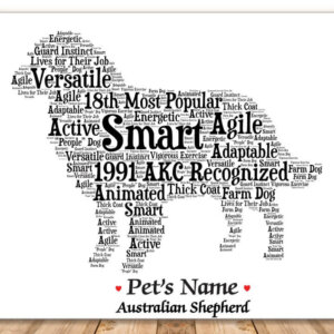 Australian Shepherd Dog with FREE Dog's Name + Giftwrap