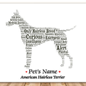 American Hairless Terrier Dog with FREE Dog's Name + Giftwrap