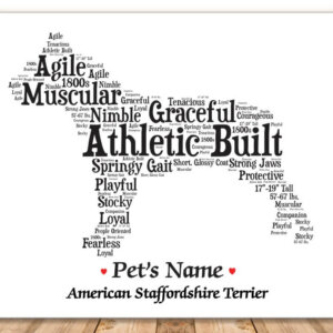 American Staffordshire Terrier Dog with FREE Dog's Name + Giftwrap