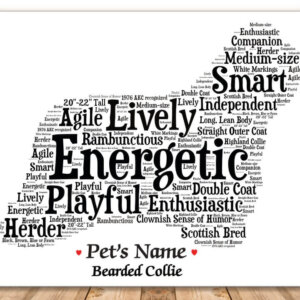 Bearded Collie Dog with FREE Dog's Name + Giftwrap