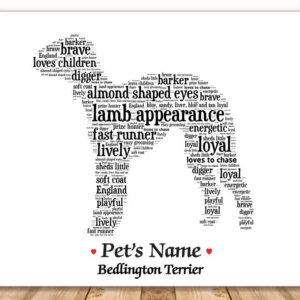 Bedlington Terrier Dog with FREE Dog's Name + Giftwrap