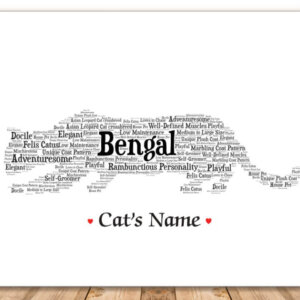 Bengal Cat Art Print with FREE Cat's  Name + Giftwrap