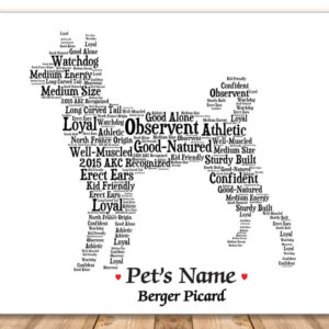 Berger Picard Dog with FREE Dog's Name + Giftwrap