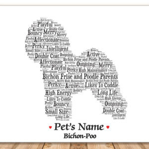Bichon Poo Dog with FREE Dog's Name + Giftwrap