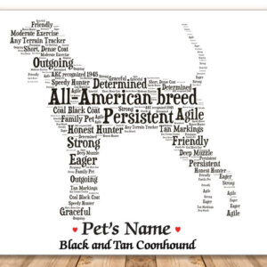 Black and Tan Coonhound Dog with FREE Dog's Name + Giftwrap
