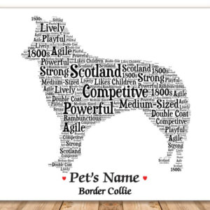 Border Collie Dog with FREE Dog's Name + Giftwrap