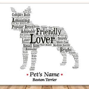 Boston Terrier Dog with FREE Dog's Name + Giftwrap