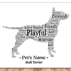 Bull Terrier Dog with FREE Dog's Name + Giftwrap