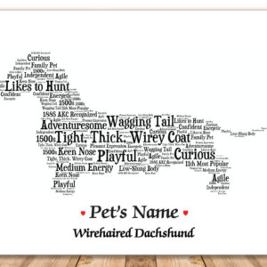 Wirehaired Dachshund Dog with FREE Dog's  Name + Giftwrap