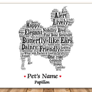 Papillon Dog with FREE Dog's Name + Giftwrap