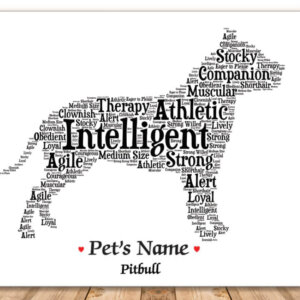 Pitbull Dog with FREE Dog's Name + Giftwrap