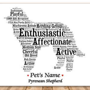 Pyrenean Shepherd Dog with FREE Dog's Name + Giftwrap