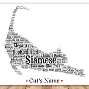 Siamese Cat Art Print with FREE Cat's Name + Giftwrap