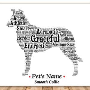 Smooth Collie Dog with FREE Dog's Name + Giftwrap