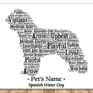 Spanish Water Dog with FREE Dog's Name + Giftwrap