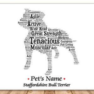 Staffordshire Bull Terrier Dog with FREE Dog's Name + Giftwrap