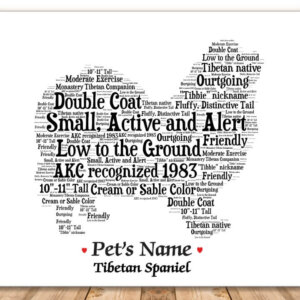 Tibetan Spaniel Dog with FREE Dog's Name + Giftwrap